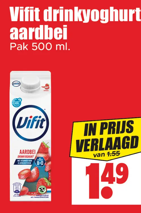 Aanbieding: Vifit drinkyoghurt aardbei