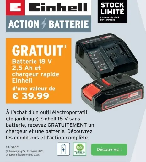 Offre: Batterie 18 V 2,5 Ah et chargeur rapide