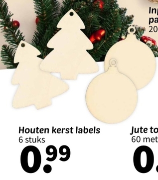 Aanbieding: Houten kerst labels