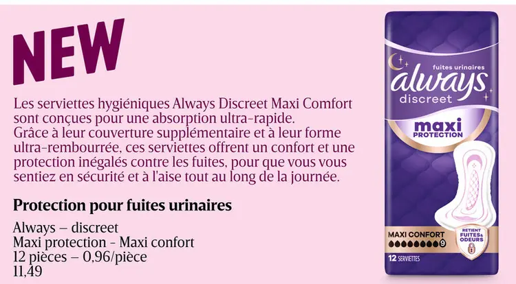 Offre: Always Discreet Maxi Comfort