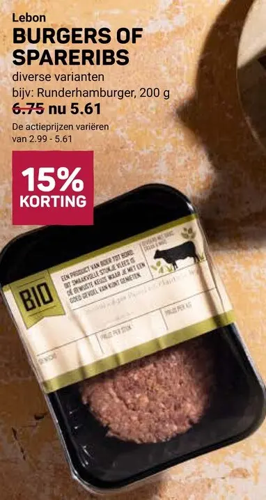 Aanbieding: Burgers of spareribs