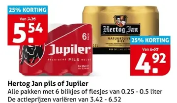Aanbieding: Hertog Jan pils of Jupiler
