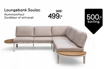 Aanbieding: Loungebank Soulac - zand - 81x243x71,5 cm