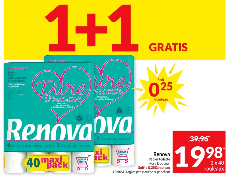 Offre: Renova Papier toilette Pure Douceur