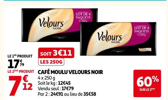 Offre: Café moulu Velours noir