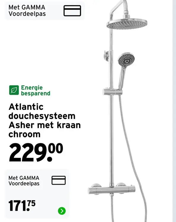 Aanbieding: Atlantic douchesysteem Asher met kraan chroom
