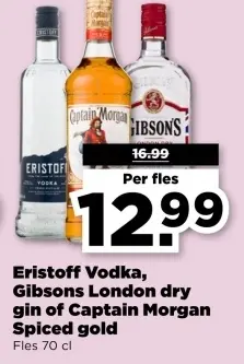 Aanbieding: Eristoff Vodka, Gibsons London dry gin of Captain Morgan