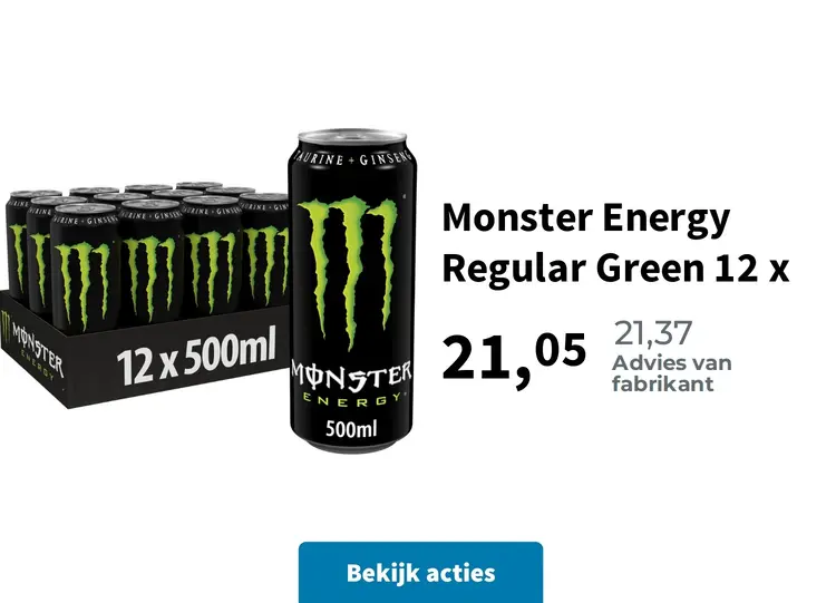 Aanbieding: Monster Energy Regular Green 12 x