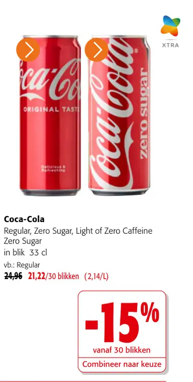 Promotie: Regular, Zero Sugar, Light of Zero Caffeine Zero Sugar in blik