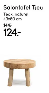 Aanbieding: Salontafel Tjeu - teakhout - 43xØ60 cm