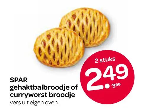 Aanbieding: Gehaktbalbroodje of curryworst broodje