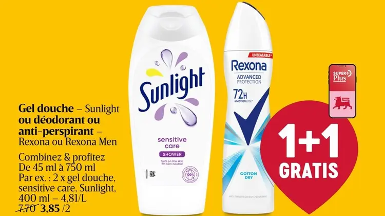 Offre: Gel douche ou déodorant ou anti-perspirant