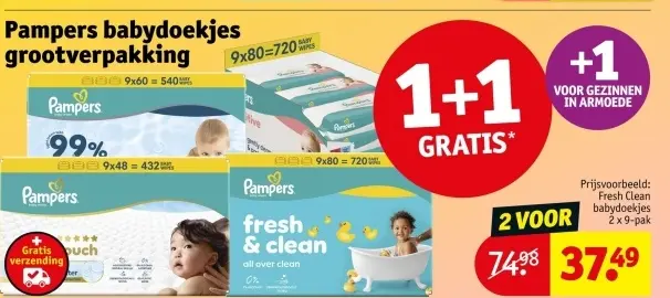 Aanbieding: Pampers babydoekjes grootverpakking