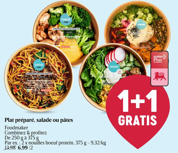 Offre: Plat préparé, salade ou pâtes