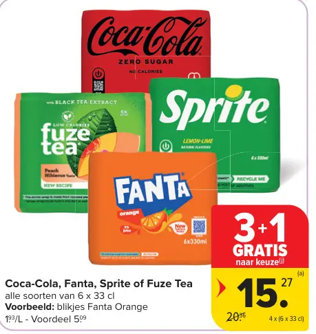 Promotie: Coca-Cola, Fanta, Sprite of Fuze Tea
