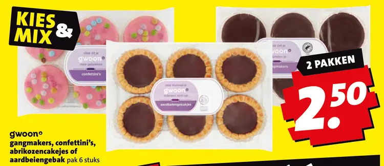 Aanbieding: Gangmakers, confettini's, abrikozencakejes of aardbeiengebak