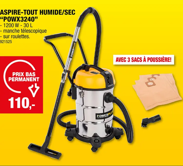Offre: Powerplus POWX3240 aspire-tout 1200W 30l