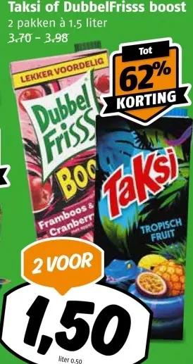 Aanbieding: Taksi of DubbelFrisss boost