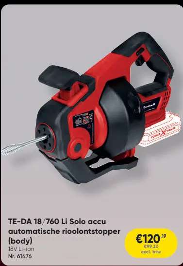 Promotie: TE-DA 18/760 Li Solo accu automatische rioolo