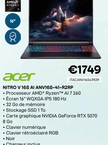 Offre: Nitro v 16s ai anv16s-41-r2rp