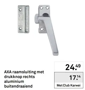 Aanbieding: raamsluiting met drukknop rechts aluminium buitendraaiend