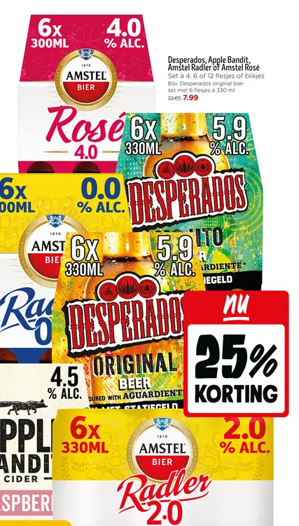 Aanbieding: Desperados, Apple Bandit, Amstel Radler of Amstel Rosé