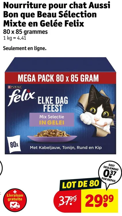 Offre: Nourriture pour chat Aussi Bon que Beau Sélection Mixte en Gelée Felix