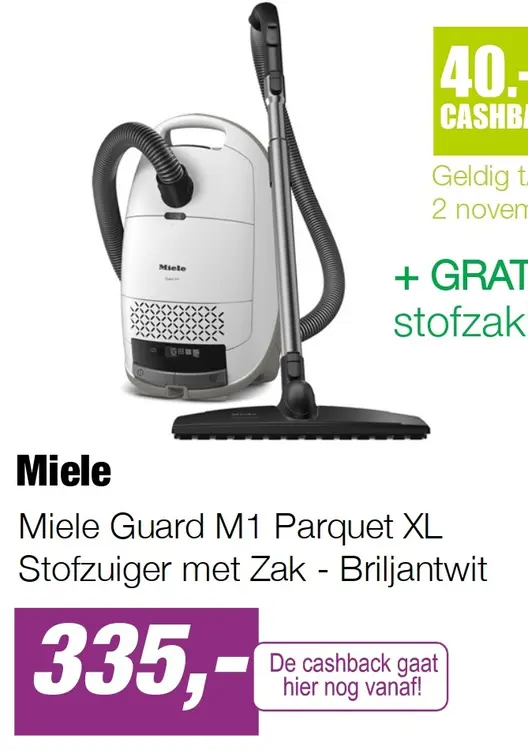Aanbieding: Miele Guard M1 Parquet XL Stofzuiger met Zak - Briljantwit