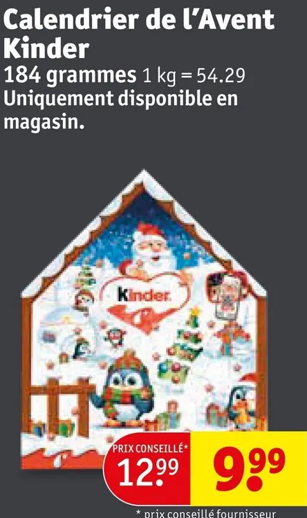 Offre: Kinder Calendrier de l'Avent