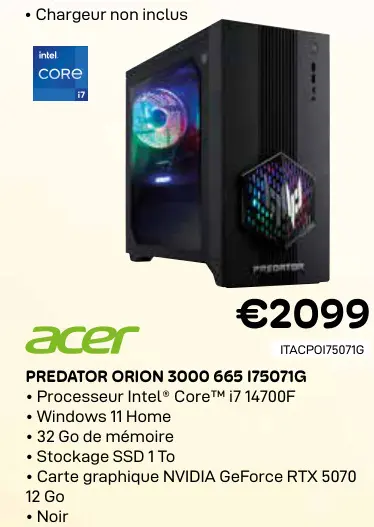 Offre: Predator orion 3000 665 i75071g