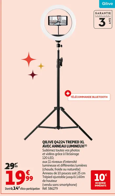 Promotie: Qilive q4224 trepied xl avec anneau lumineux