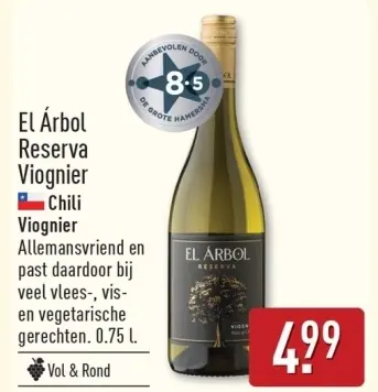 Aanbieding: El Árbol Reserva Viognier Chili Viognier