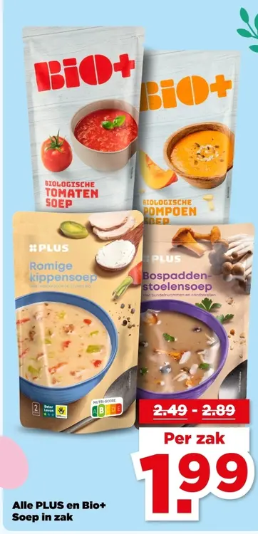 Aanbieding: Alle PLUS en Bio+ Soep in zak