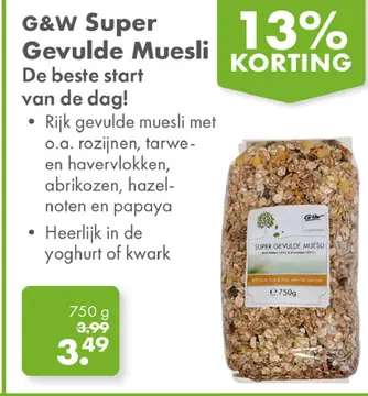 Aanbieding: G&W Super Gevulde Muesli