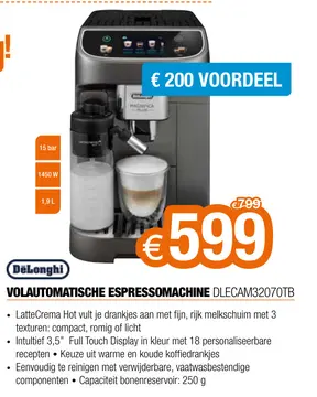 Aanbieding: Volautomatische espressomachine dlecam32070tb