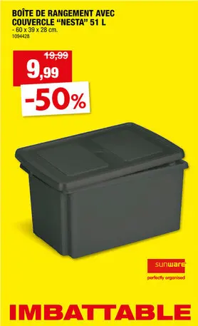 Offre: Sunware Nesta Relife boàte de rangement 51l anthracite