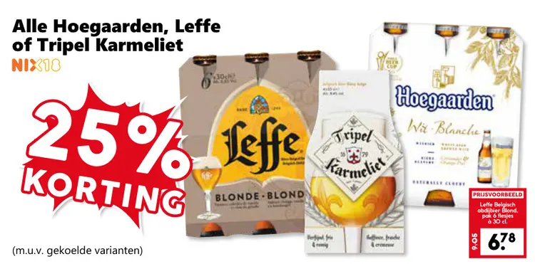 Aanbieding: Alle Hoegaarden, Leffe of Tripel Karmeliet