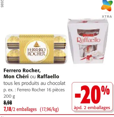 Offre: Ferrero Rocher, Mon Chéri ou Raffaello