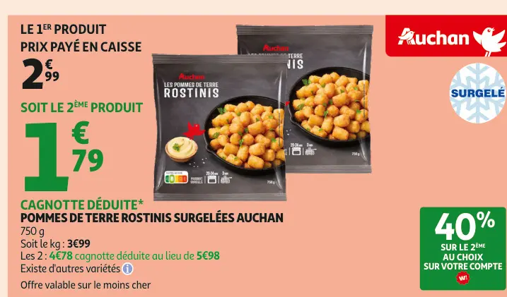 Promotie: Pommes de terre rostinis surgelées