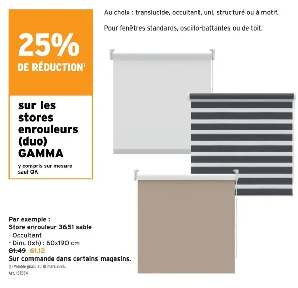 Offre: Store enrouleur 3651 sable