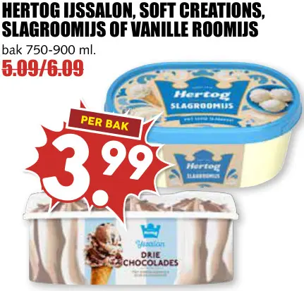 Aanbieding: IJssalon, Soft Creations, Slagroomijs Of Vanille Roomijs