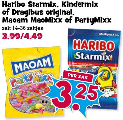Aanbieding: Starmix, Kindermix of Dragibus original, MaoMixx of PartyMixx