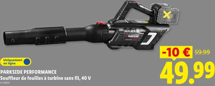 Offre: Souffleur de feuilles à turbine sans fil, 40 V