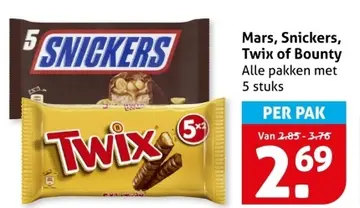 Aanbieding: Mars, Snickers, Twix of Bounty