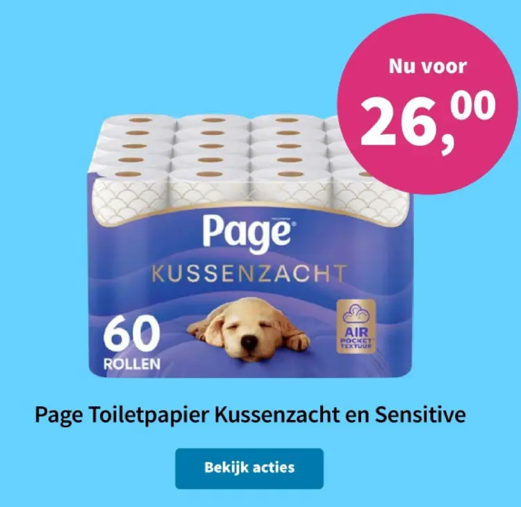 Promotie: Toiletpapier Kussenzacht en Sensitive