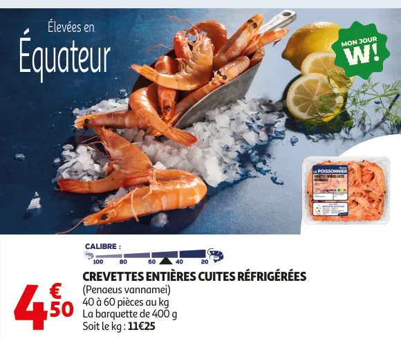 Promotie: Crevettes entières cuites réfrigérées