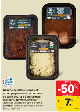 Offre: Gamme de plats cuisinés et accompagnements de