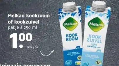 Aanbieding: Melkan kookroom of kookzuivel