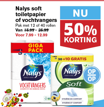 Aanbieding: Nalys soft toiletpapier of vochtvangers Pak met of rollen Van Voor