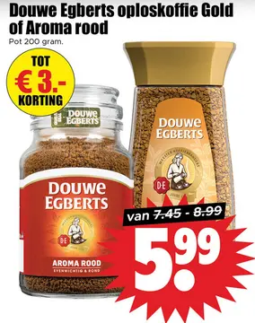 Aanbieding: Oploskoffie Gold of Aroma rood